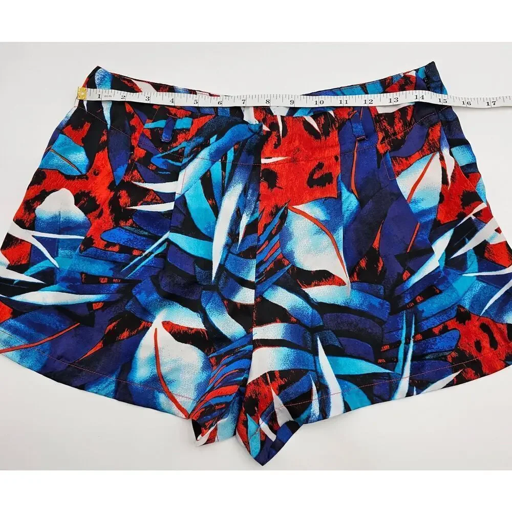 2B Bebe Women's 4 Multicolored High Waist Tropical Print Dress Satin Shorts - Picture 4 of 7